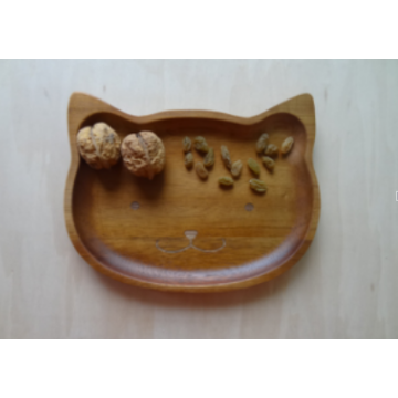 Plaque de bois naturel en forme de chat,